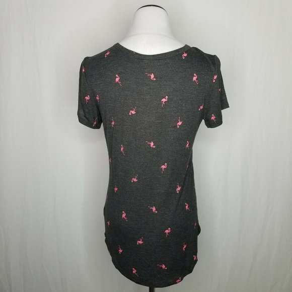 Self Esteem Charcoal Gray Tee Flamingo Pocket Top - Picture 5 of 8